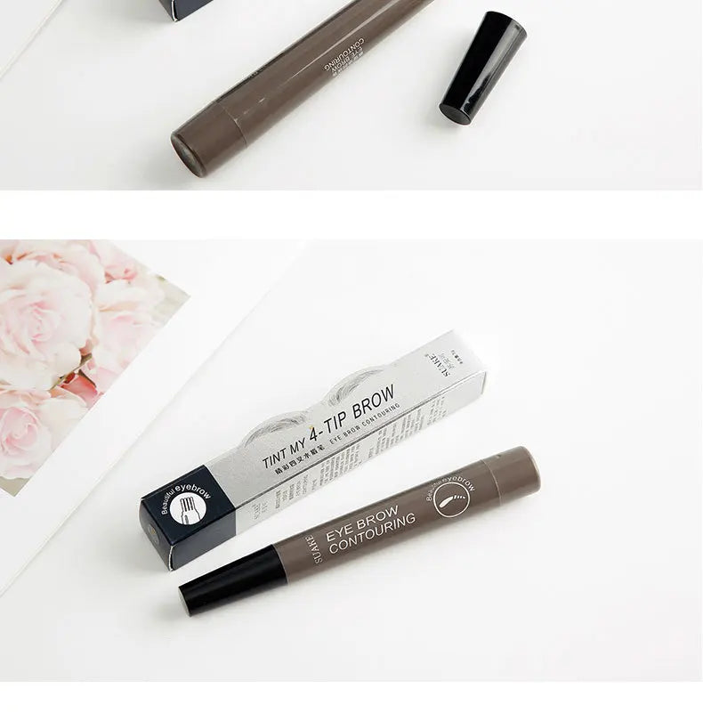 4D Microblading Eyebrow Pen 4 Forks Tip Eyebrow Tattoo Pencil Long Lasting Fine Sketch Liquid Eye Brow Make Up
