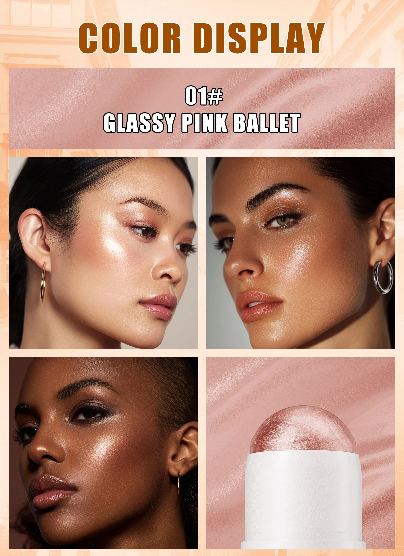 [Natural Glowup] 1pc Glowup Highlighter Stick | Natural Brightening Face Contour & Highlight Makeup, Medium Coverage, Buildable