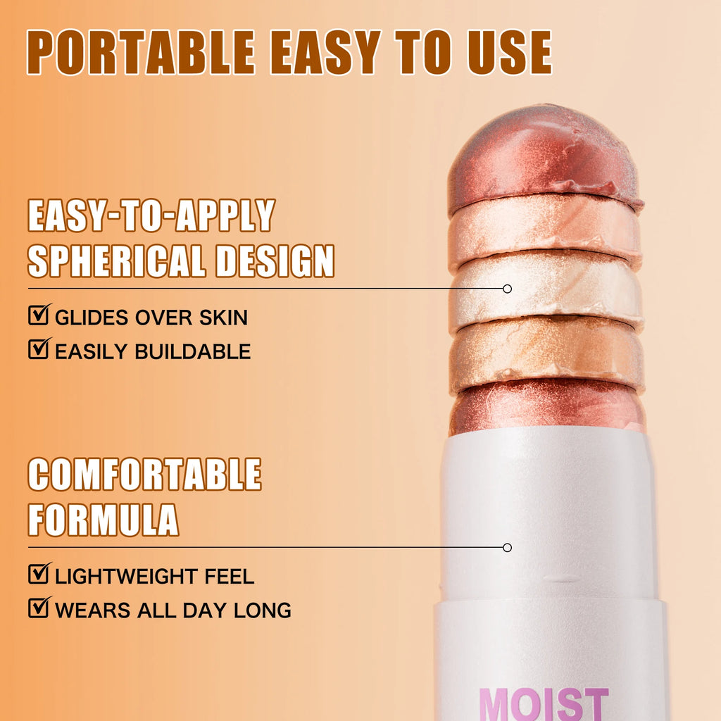 [Natural Glowup] 1pc Glowup Highlighter Stick | Natural Brightening Face Contour & Highlight Makeup, Medium Coverage, Buildable