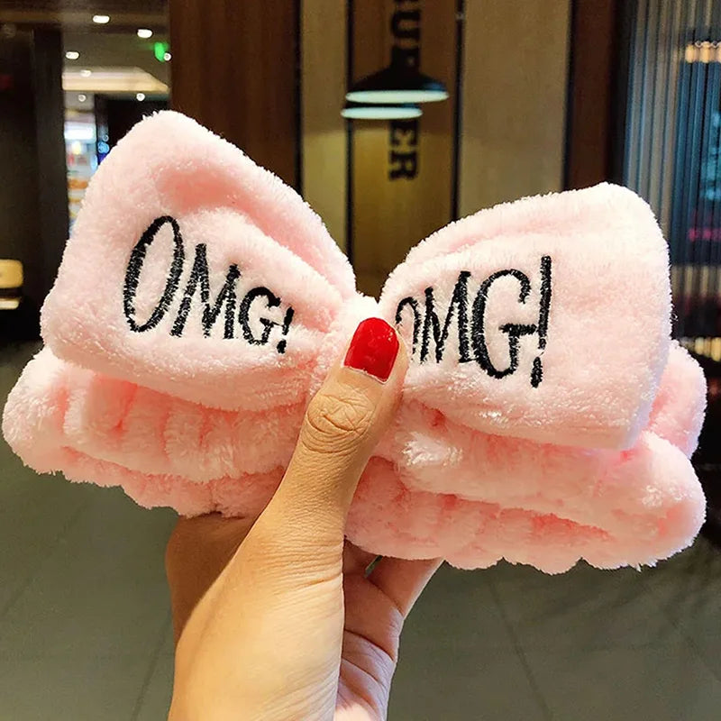 3pcs/set Cute Soft Coral Fleece Wrist Washband Bow Headband For Women Girl Wash Face Bath Absorb Water Hairband Hair Accessories
