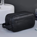 2025 Portable Double-layer Toiletry Bag for Men and Women Sports Business Travel PU Leather Casual Handbag Waterproof Makeup Bag