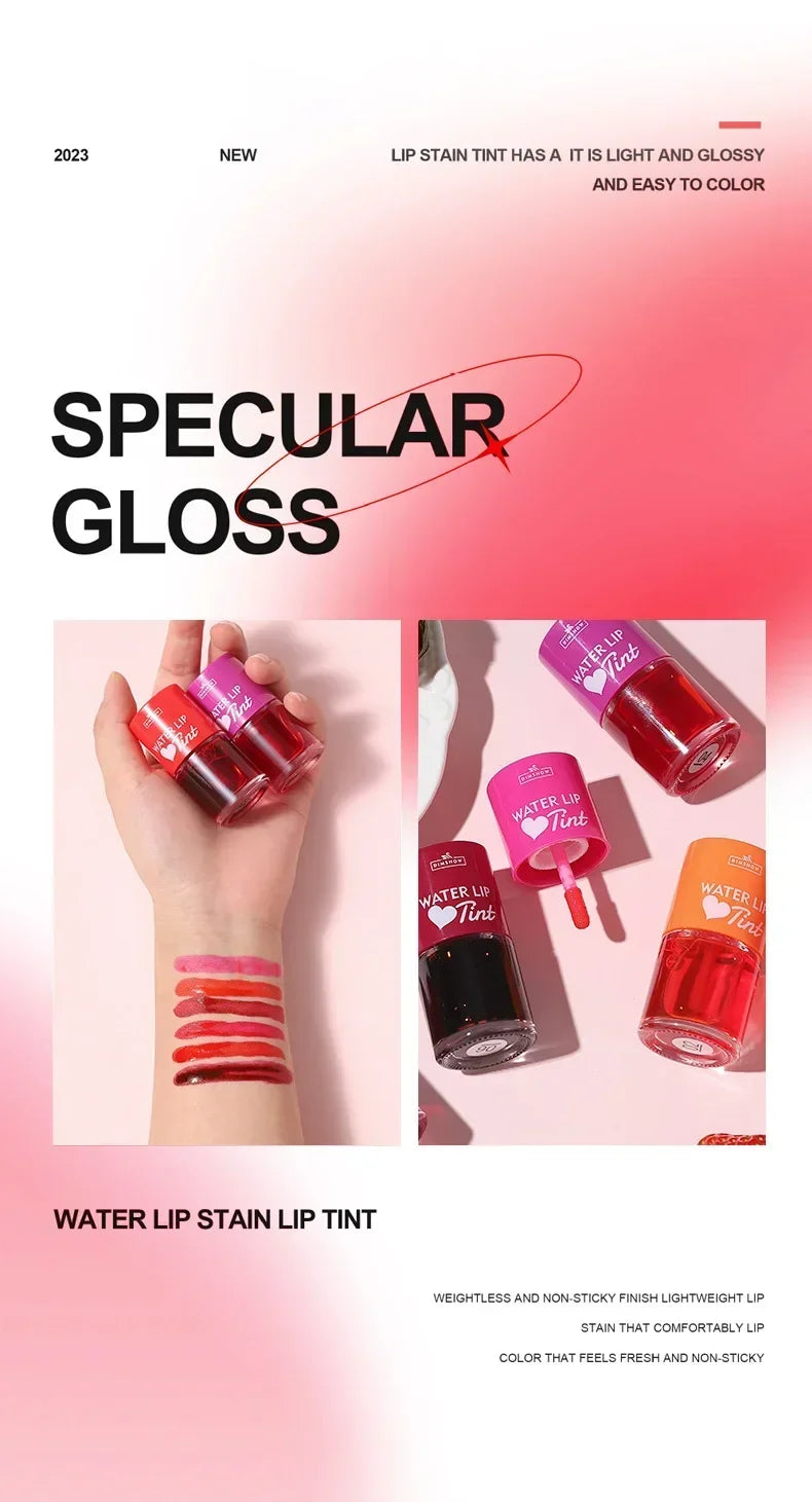 Tint Dyeing Liquid Lipstick and Blush 2 in 1 Waterproof Mirror Lip Gloss Water Lip Tint Non-sticky Lip Eye Cheek Makeup Cosmetic