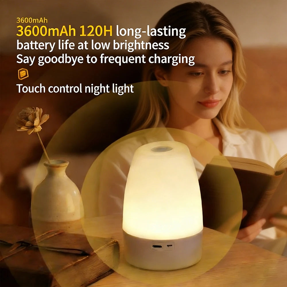 Touch Night Light Bedroom Table Lamp 3 Modes Dimming Rechargeable Night Lamp Ambient Light Soft Light Bedside Lamp For Kids Gift