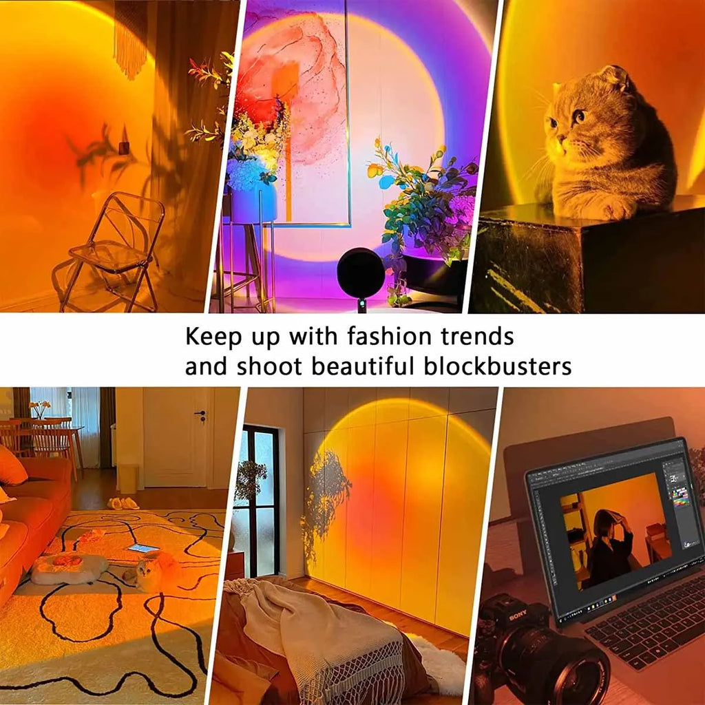 Sunset projection light remote control 16 color ambient night light, bedroom decoration background wall photography props