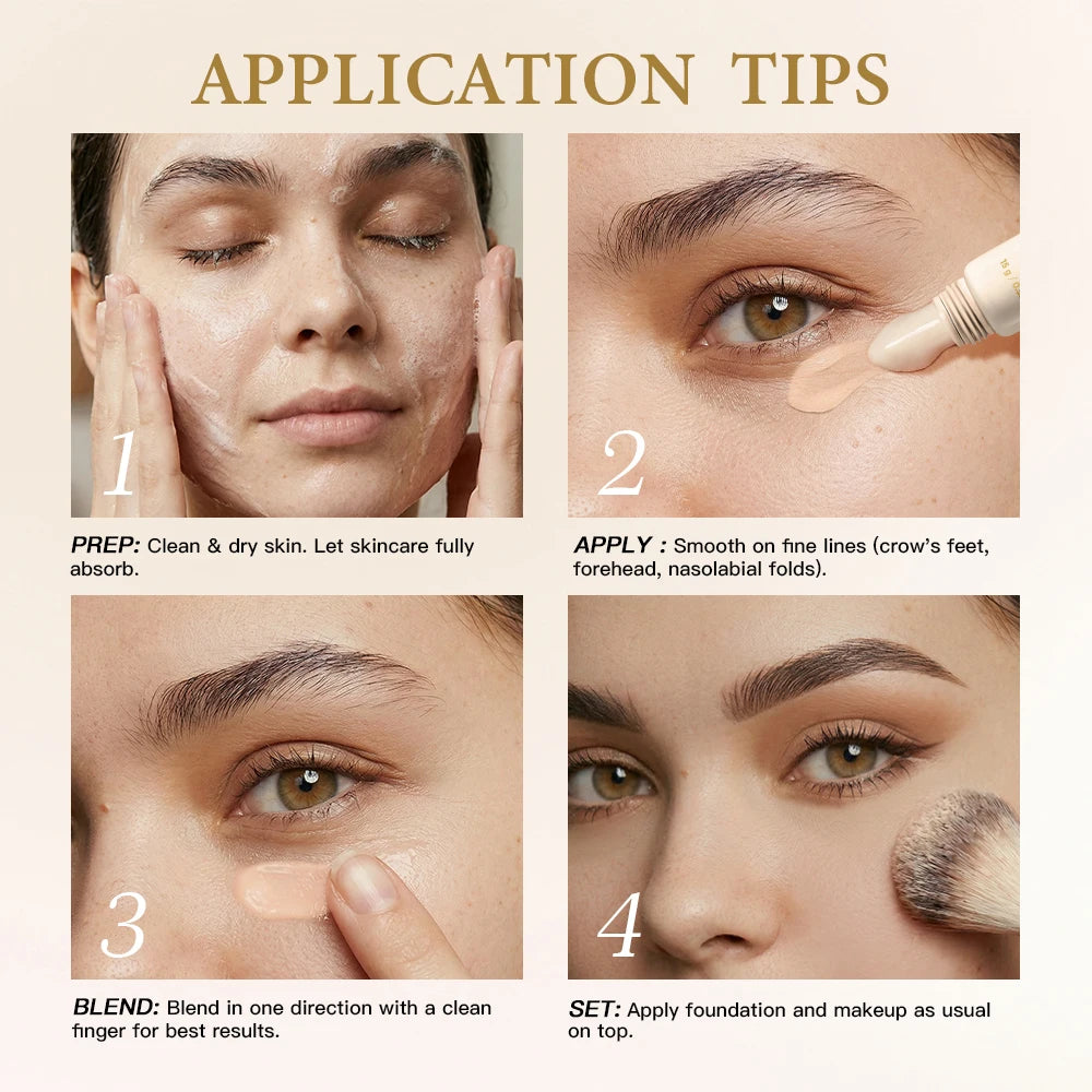 Line Smoother Targeted Fine Line Blurring Primer Wrinkles & Pores Subtly Tinted With Vitamin C & Niacinamide Korean Makeup