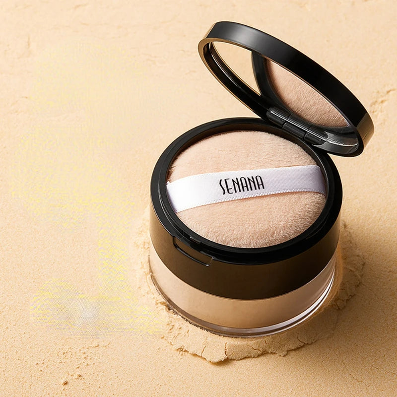 Hydrating Flawless Setting Powder,Natural Nude Finish Oil Control Strong Concealer for All Skin Types Fine Powdery Face Makeup