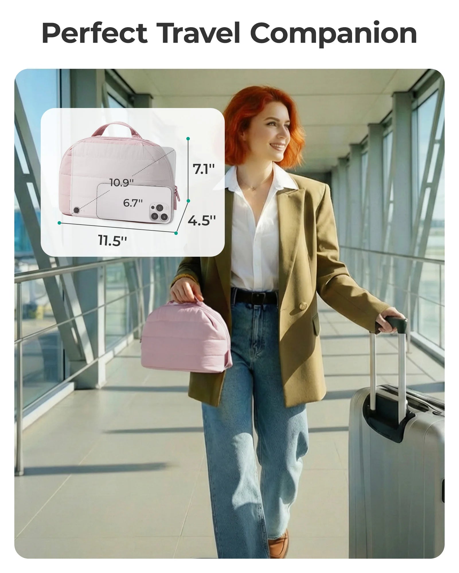 BAGSMART Travel Makeup Bag for Women Portable Cosmetic Case Puffy Padded Make Up Organizer Pouch Water-resistant Toiletry Bag
