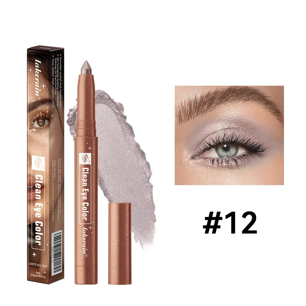 Lakerain Eyeshadow Sticks 12 Colors Long Lasting Waterproof High Pigmented Shimmer Glitter And Matte Eyeshadow Pencil Makeup