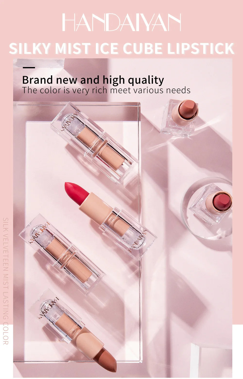 HANDAIYAN Matte Nude Lipstick Velvet Finish Lipsticks Long-Lasting Waterproof Women's Makeup Korean Cosmetic Popular Gift Item