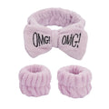 3pcs/set Cute Soft Coral Fleece Wrist Washband Bow Headband For Women Girl Wash Face Bath Absorb Water Hairband Hair Accessories