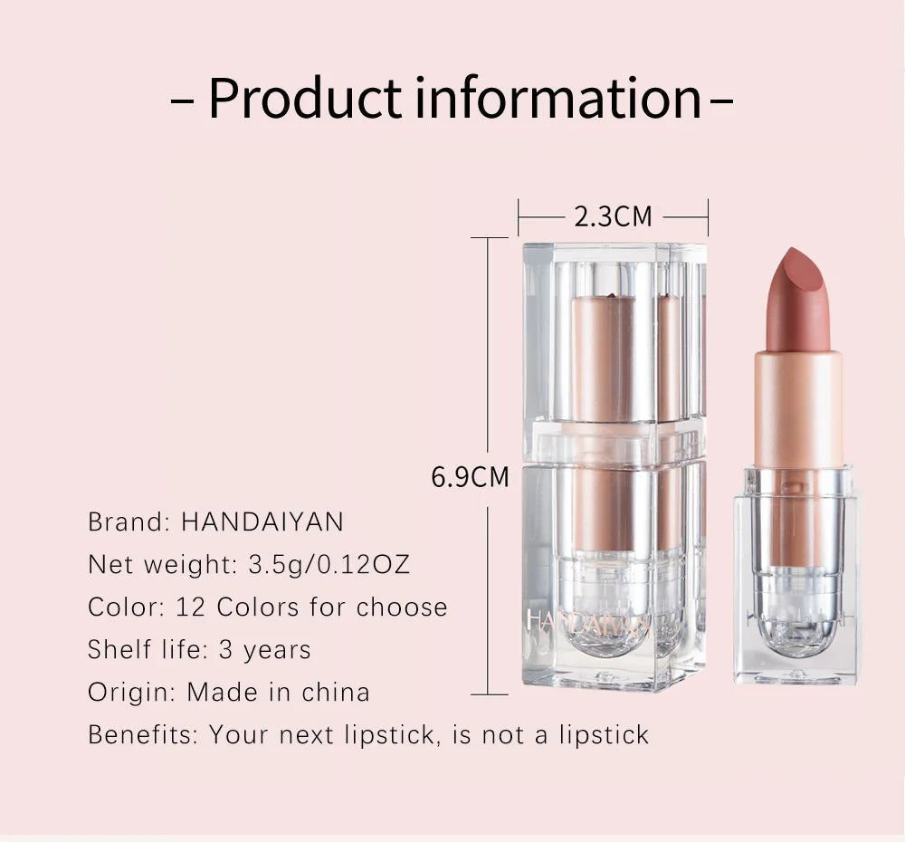 HANDAIYAN Matte Nude Lipstick Velvet Finish Lipsticks Long-Lasting Waterproof Women's Makeup Korean Cosmetic Popular Gift Item