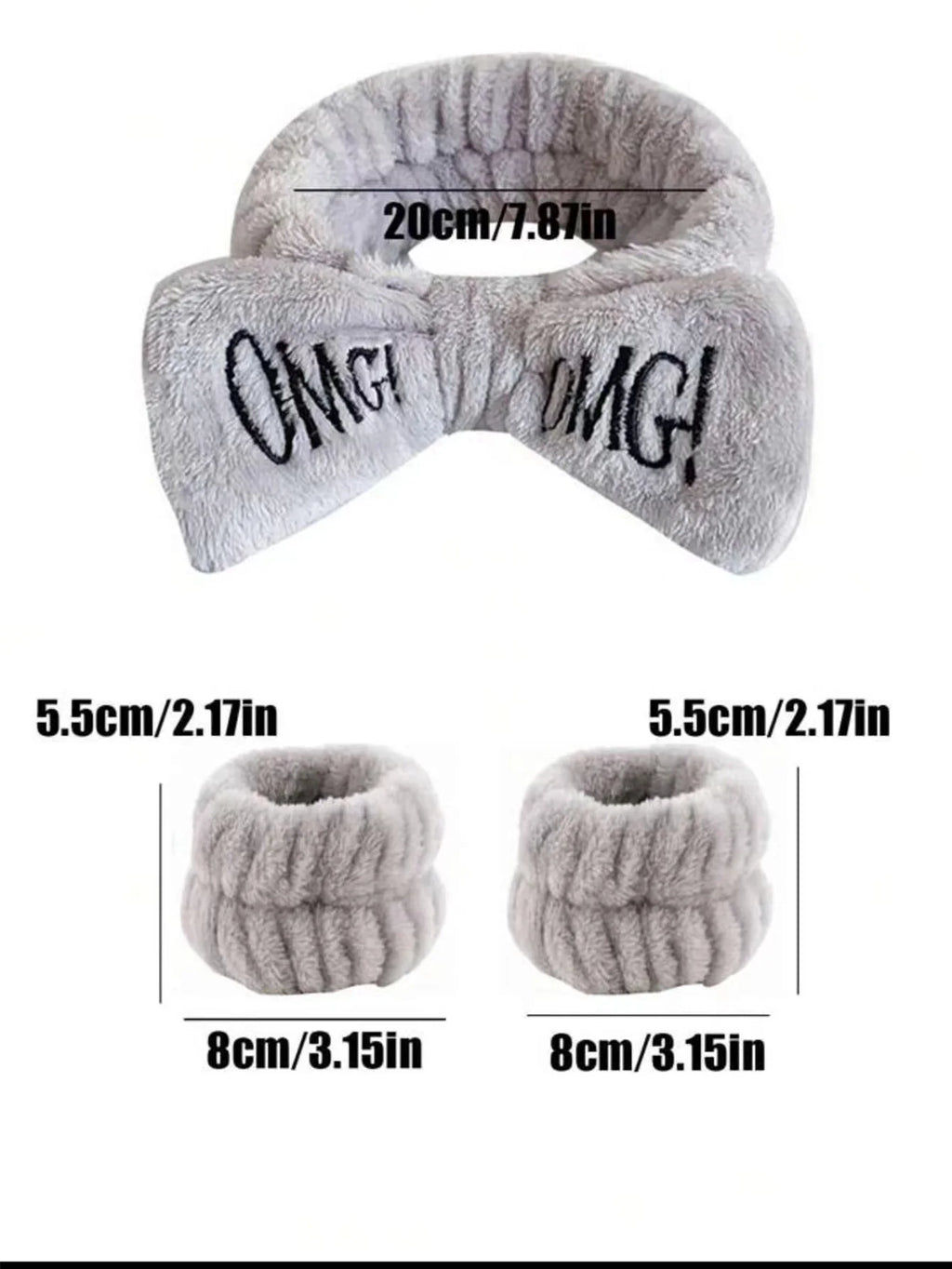 3pcs/set Cute Soft Coral Fleece Wrist Washband Bow Headband For Women Girl Wash Face Bath Absorb Water Hairband Hair Accessories