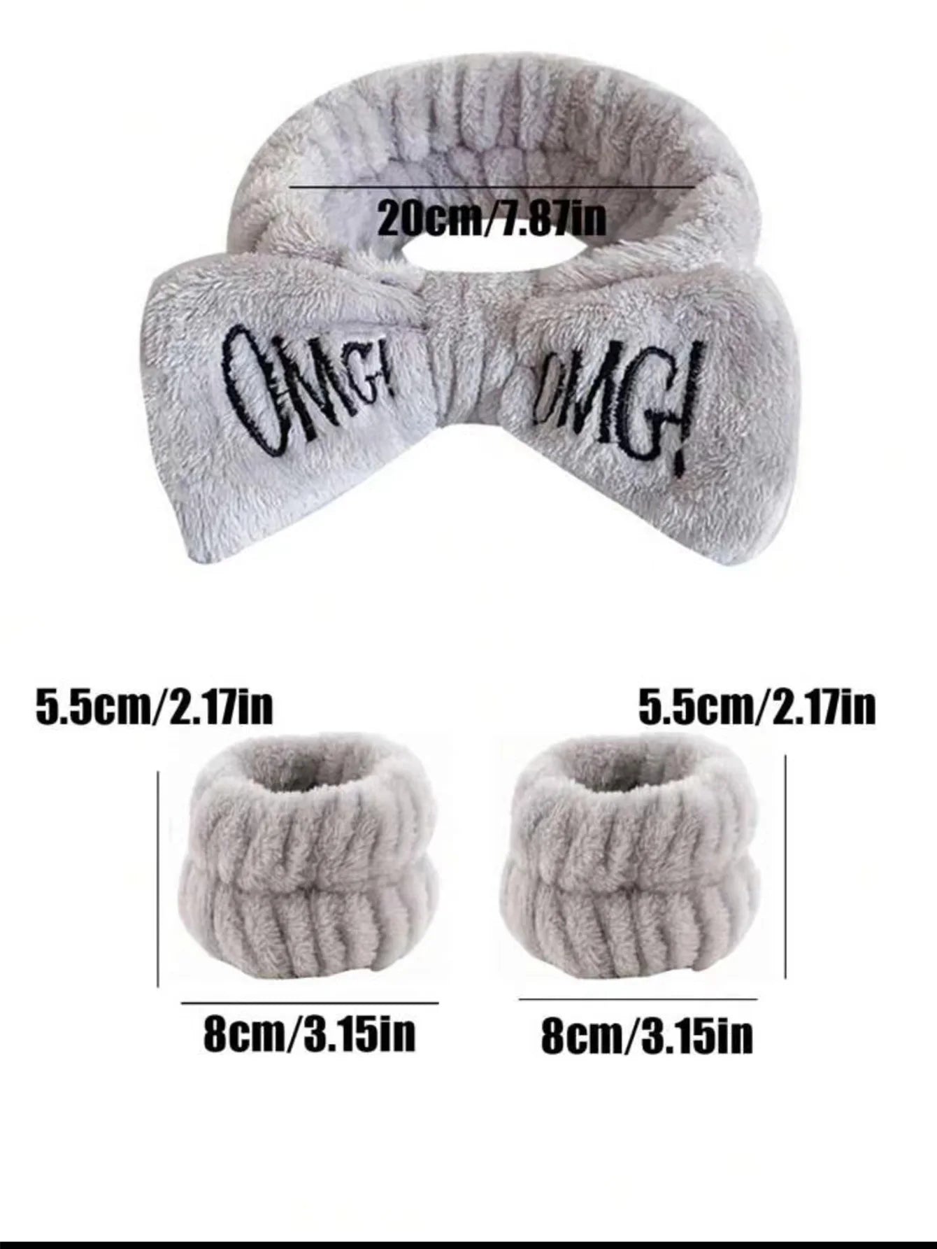 3pcs/set Cute Soft Coral Fleece Wrist Washband Bow Headband For Women Girl Wash Face Bath Absorb Water Hairband Hair Accessories