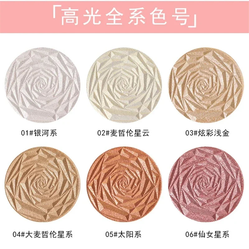 6 Colors Diamond Highlighter Powder Palette Glitter Face Contour Brighten Makeup Shimmer Ultra-concentrated Illuminate Cosmetic