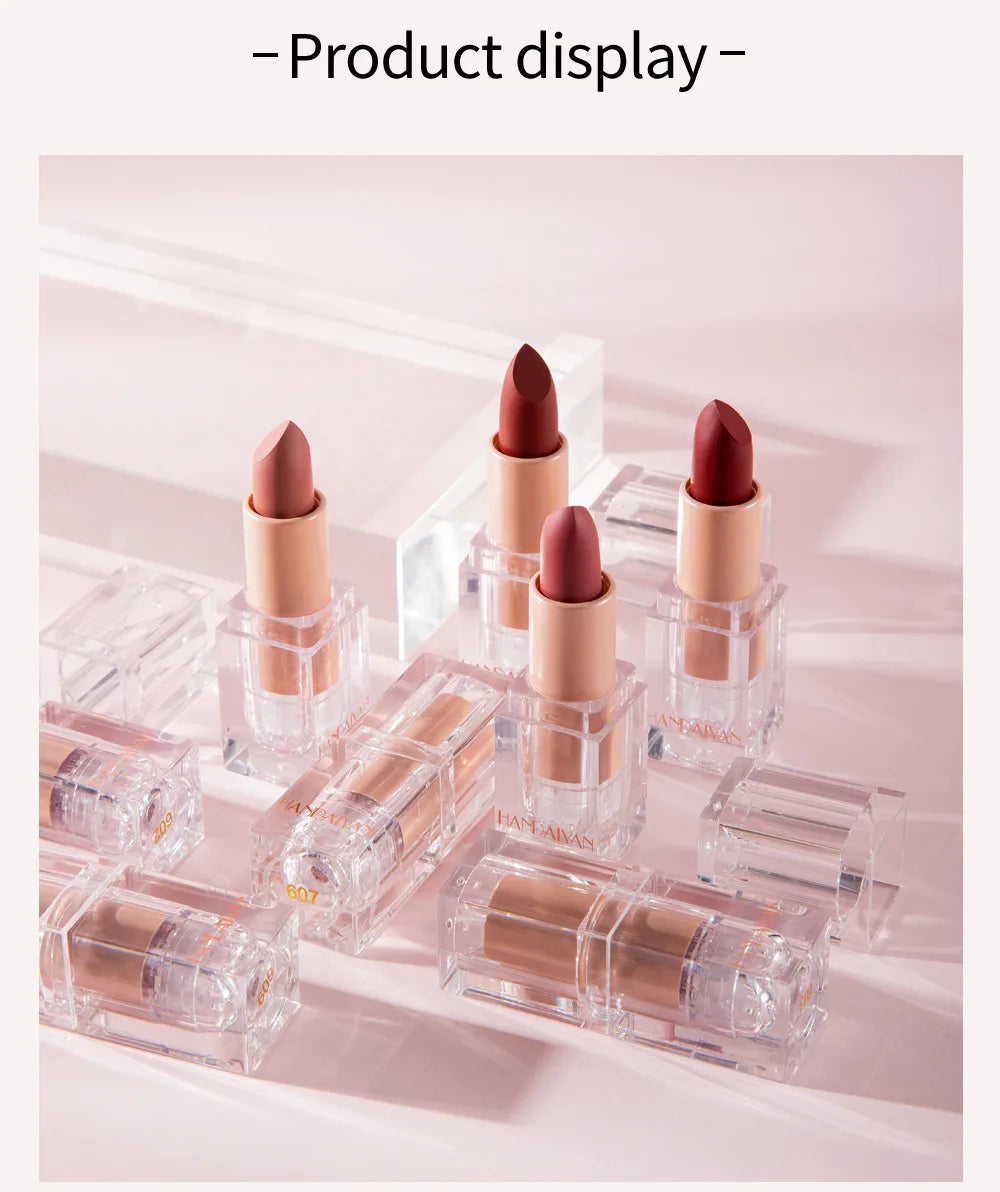 HANDAIYAN Matte Nude Lipstick Velvet Finish Lipsticks Long-Lasting Waterproof Women's Makeup Korean Cosmetic Popular Gift Item