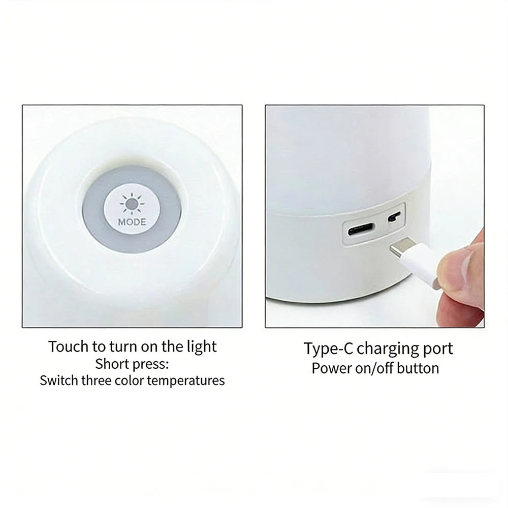 Touch Night Light Bedroom Table Lamp 3 Modes Dimming Rechargeable Night Lamp Ambient Light Soft Light Bedside Lamp For Kids Gift