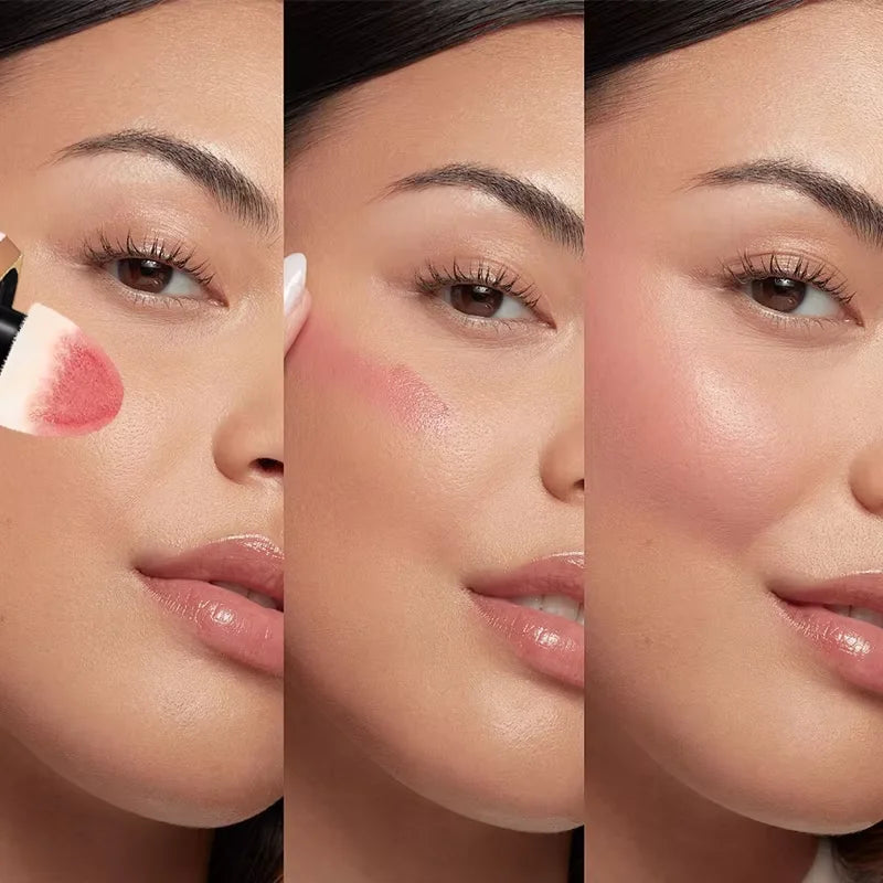 3-Color Matte Liquid Powder Blusher Easy to Apply Durable Waterproof Powder Blusher Sponge Brush Head