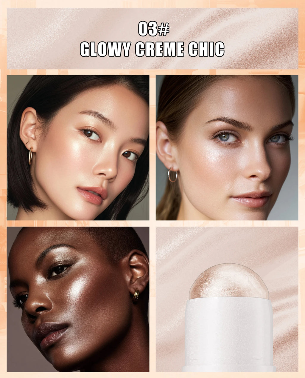 [Natural Glowup] 1pc Glowup Highlighter Stick | Natural Brightening Face Contour & Highlight Makeup, Medium Coverage, Buildable