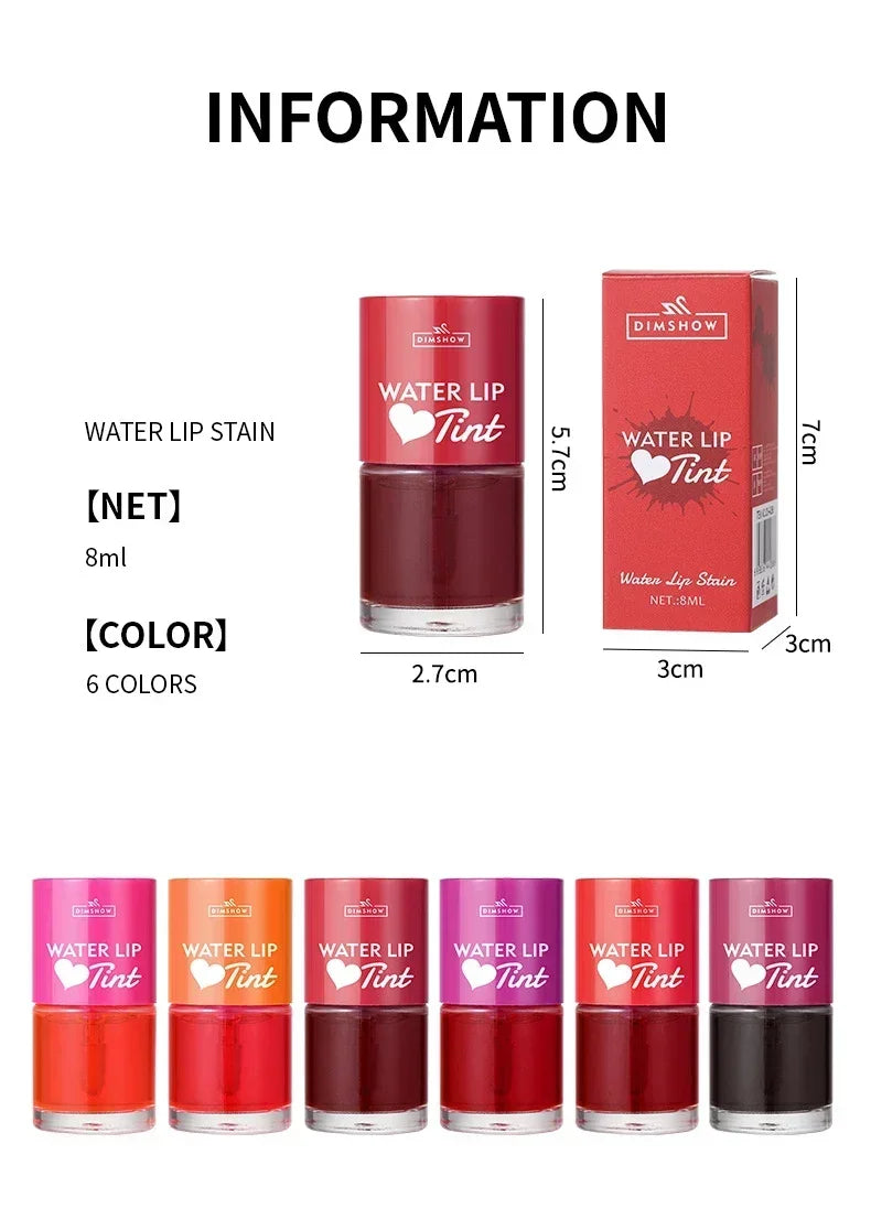 Tint Dyeing Liquid Lipstick and Blush 2 in 1 Waterproof Mirror Lip Gloss Water Lip Tint Non-sticky Lip Eye Cheek Makeup Cosmetic
