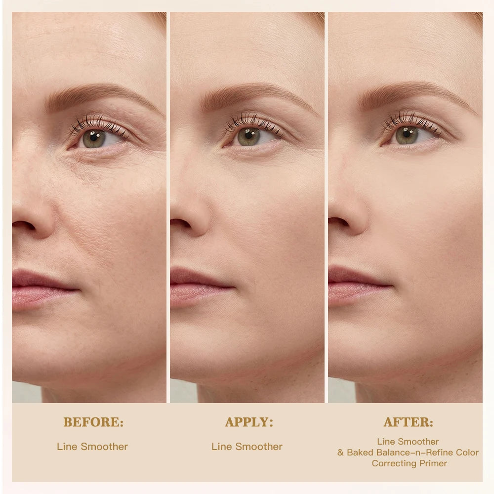Line Smoother Targeted Fine Line Blurring Primer Wrinkles & Pores Subtly Tinted With Vitamin C & Niacinamide Korean Makeup