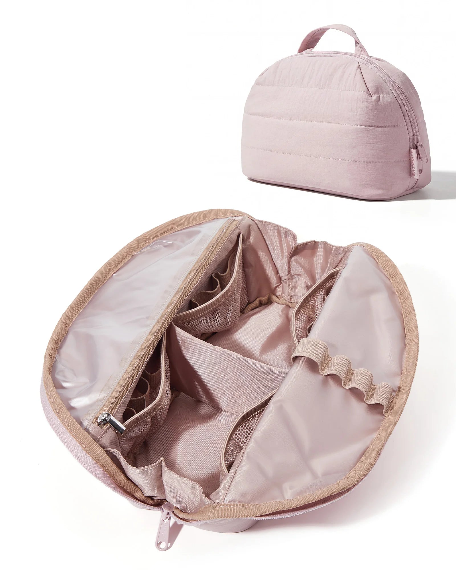 BAGSMART Travel Makeup Bag for Women Portable Cosmetic Case Puffy Padded Make Up Organizer Pouch Water-resistant Toiletry Bag