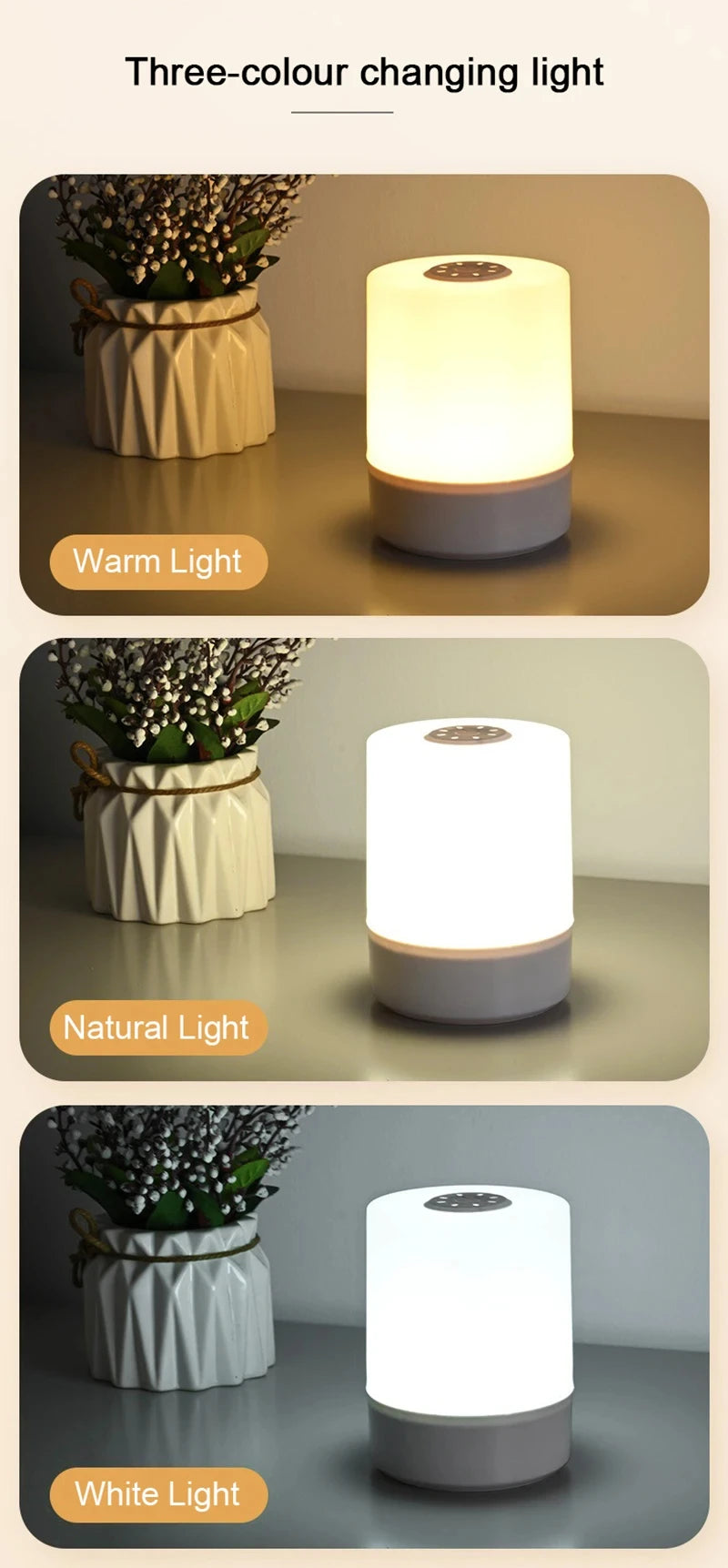 Touch Night Light Bedroom Table Lamp 3 Modes Dimming Rechargeable Night Lamp Ambient Light Soft Light Bedside Lamp For Kids Gift