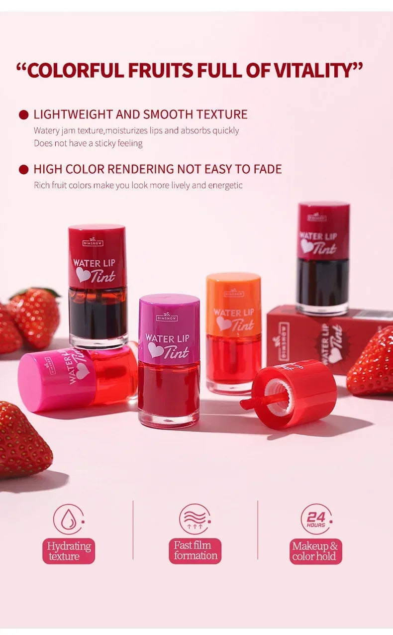 Tint Dyeing Liquid Lipstick and Blush 2 in 1 Waterproof Mirror Lip Gloss Water Lip Tint Non-sticky Lip Eye Cheek Makeup Cosmetic