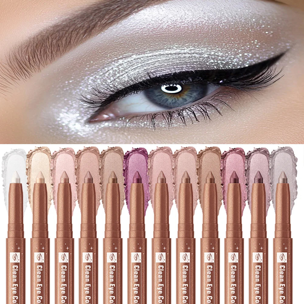 Lakerain Eyeshadow Sticks 12 Colors Long Lasting Waterproof High Pigmented Shimmer Glitter And Matte Eyeshadow Pencil Makeup