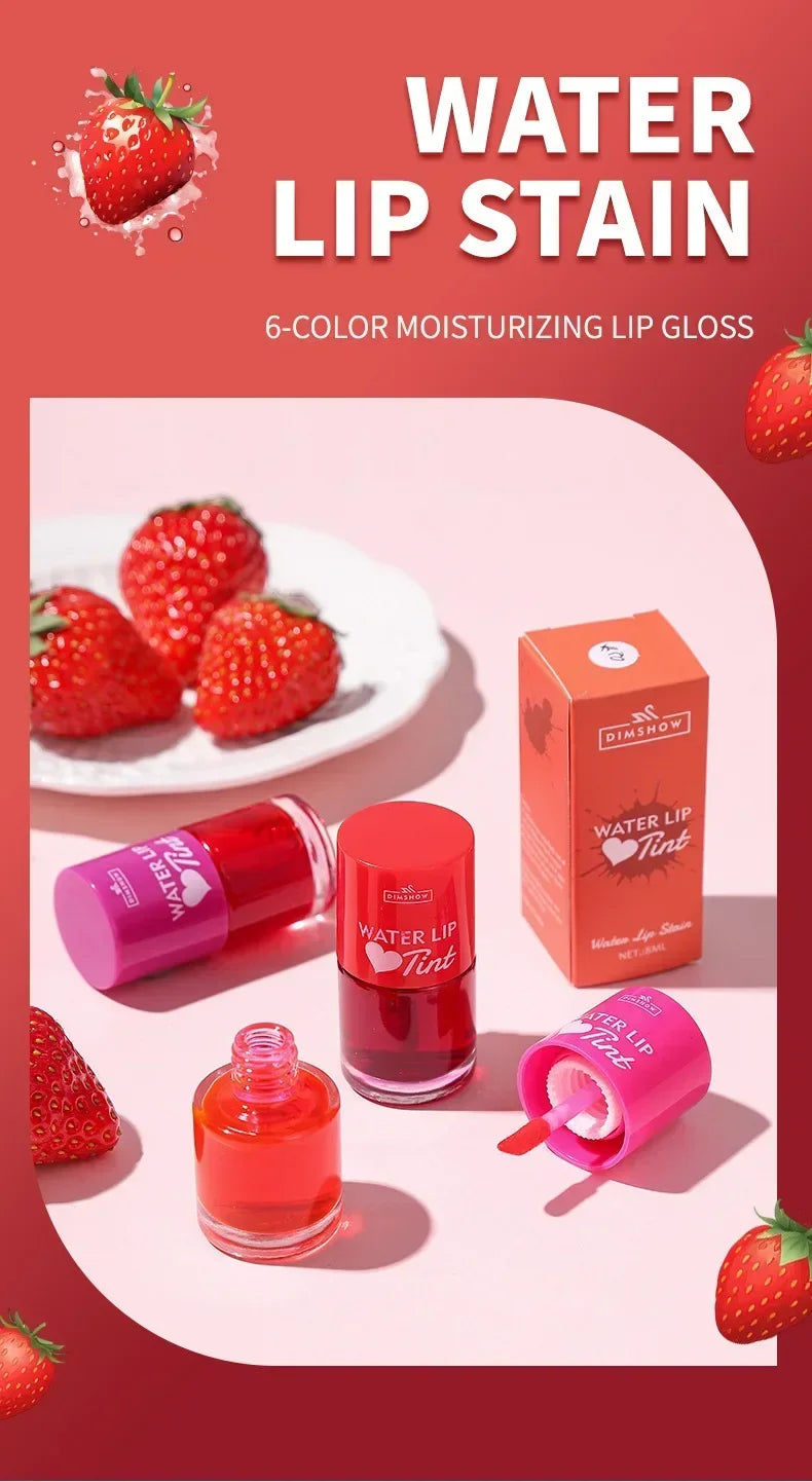 Tint Dyeing Liquid Lipstick and Blush 2 in 1 Waterproof Mirror Lip Gloss Water Lip Tint Non-sticky Lip Eye Cheek Makeup Cosmetic