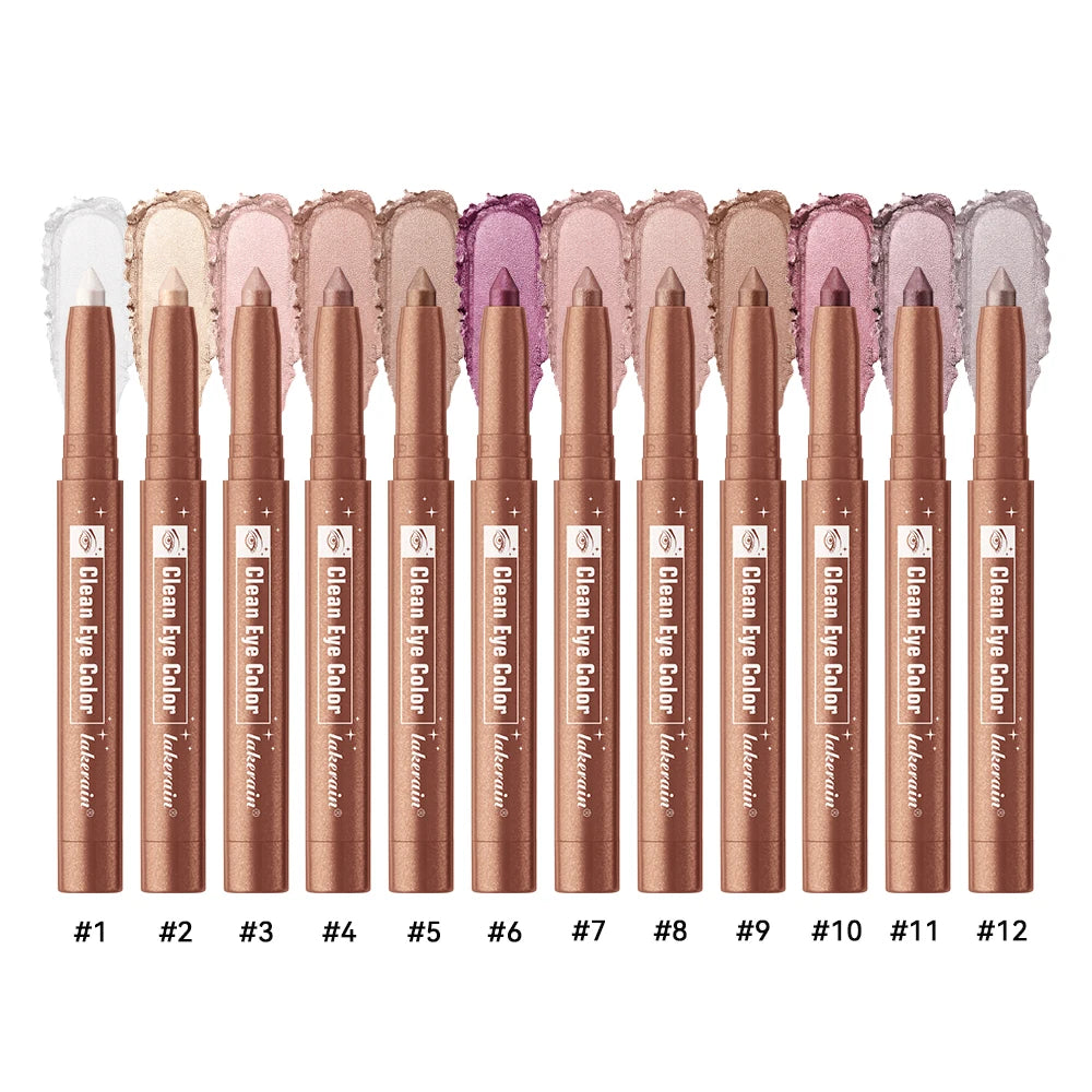 Lakerain Eyeshadow Sticks 12 Colors Long Lasting Waterproof High Pigmented Shimmer Glitter And Matte Eyeshadow Pencil Makeup