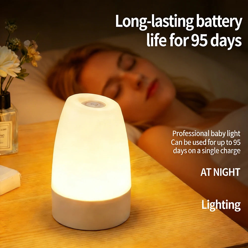 Touch Night Light Bedroom Table Lamp 3 Modes Dimming Rechargeable Night Lamp Ambient Light Soft Light Bedside Lamp For Kids Gift