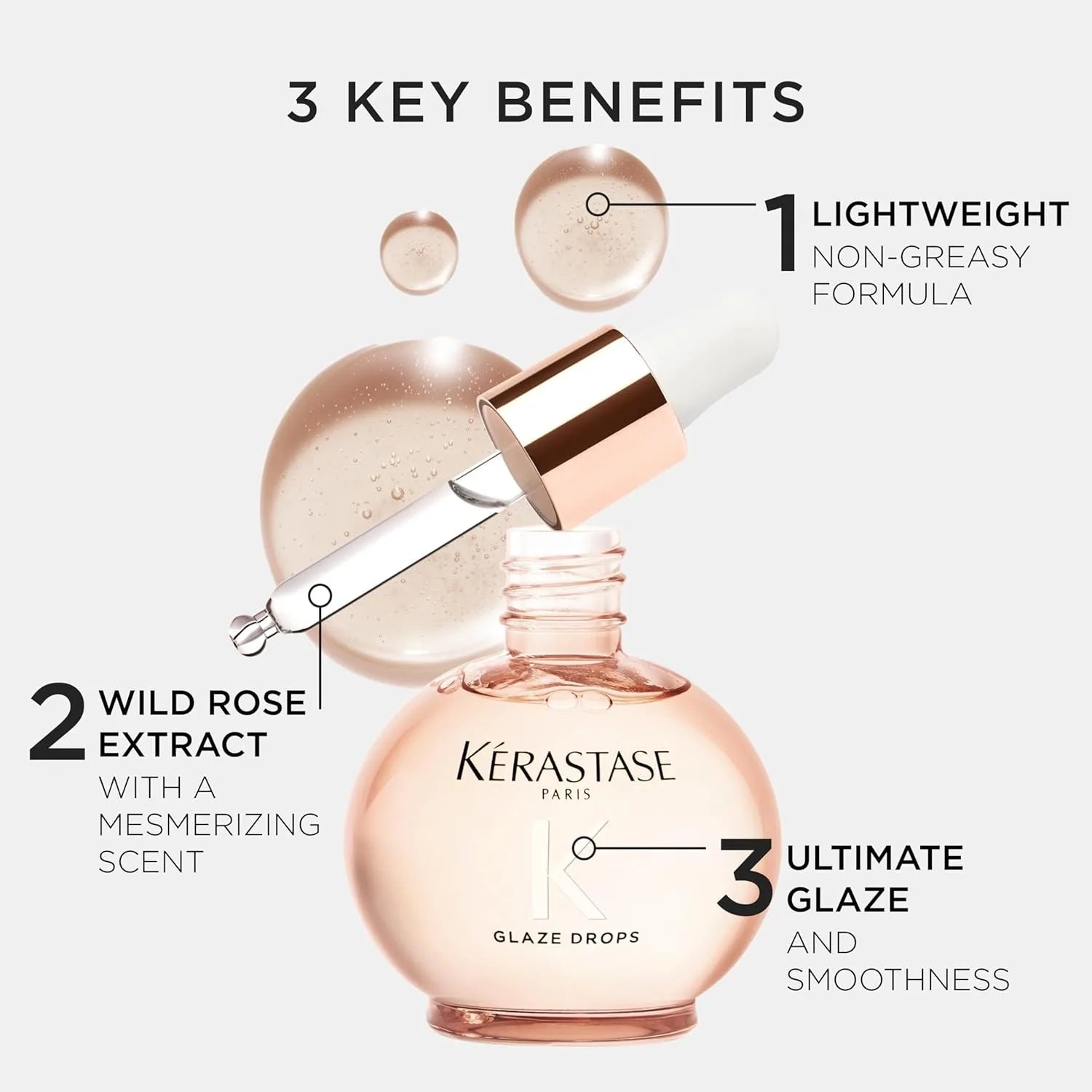 Kerastase Gloss Absolu Glaze Drops High-Gloss Lightweight Oil 45mL, Original Hair Serum for Women/Men, Hair Care Treatment