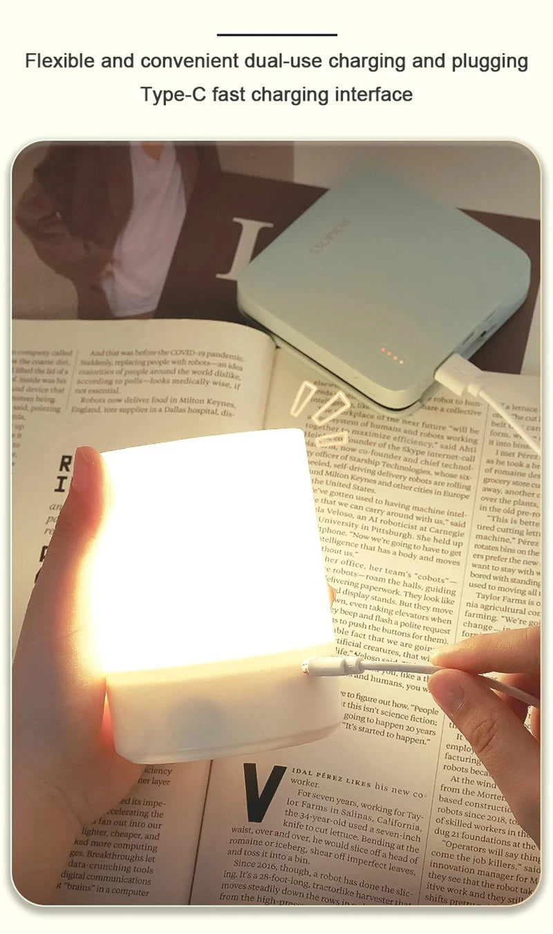 Touch Night Light Bedroom Table Lamp 3 Modes Dimming Rechargeable Night Lamp Ambient Light Soft Light Bedside Lamp For Kids Gift
