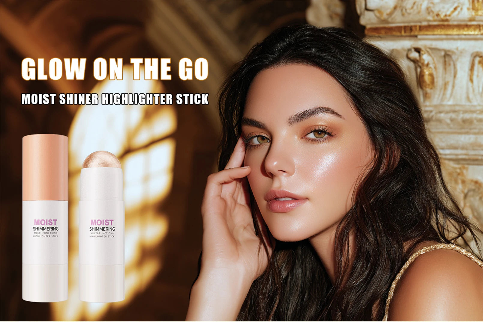 [Natural Glowup] 1pc Glowup Highlighter Stick | Natural Brightening Face Contour & Highlight Makeup, Medium Coverage, Buildable