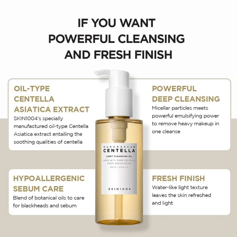 Korean Centella Kits Light Cleansing Oil and Hyalu-Cica Water-Fit Suncreen Moisturizing Makeup Remover Shrink Pore Face Care Set
